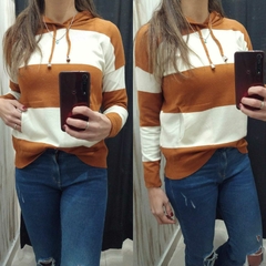 SWEATERS C/CAPUCHA Y BOLSILLOS SUELA/BLANCO