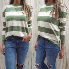 SWEATERS DE BREMER RAYADOS VERDE/CRUDO