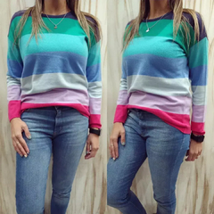 SWEATERS RAYADOS MULTICOLOR AZULES