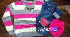 Sweaters de bremer gris con fucsia