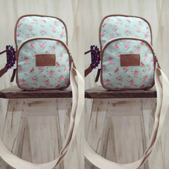 Bandoleras Pocket Lona Flores fondo celeste