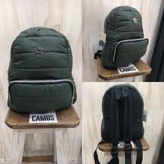 MINI MOCHILAS PUFFER VERDE CON BOLSILLO
