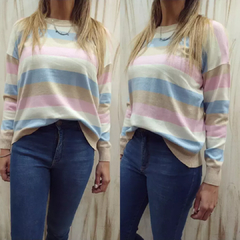 SWEATERS DE BREMER RAYADITOS BIEGE/CELESTE/ROSA
