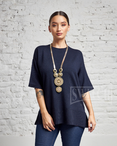 9662 / Remerón Ancho Amplio Sweater Pullover Dama Manga 3/4