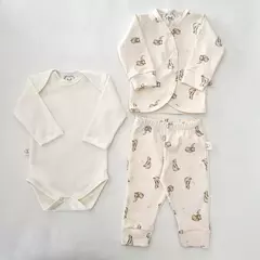 Kit x3 piezas recien nacidos interlock ositos tiza - Talle 1 - comprar online