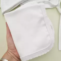 Conjunto 4 piezas + bolsa Algodón Pima blanco con picot blanco - Talle 1 - Inquietos