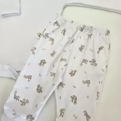 Conjunto de recien nacido body interlock blanco, pantalon ardilla - Talle 1 - Inquietos
