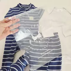 Conjunto morley rayado azul. Enterito con pie, body blanco + pantalòn - Talle 1 en internet