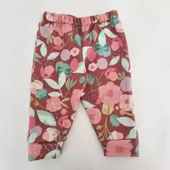 Pantalon frisa jogger flores bordeaux - Talle 6, 9 y 12 meses - comprar online