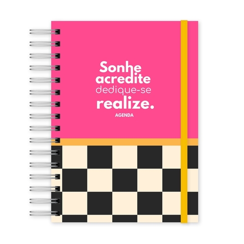 Agenda Sonhe, Acredite, Realize (Rosa e Preto)