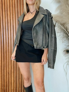 Campera de Cuero Jaspeada Cierres - comprar online