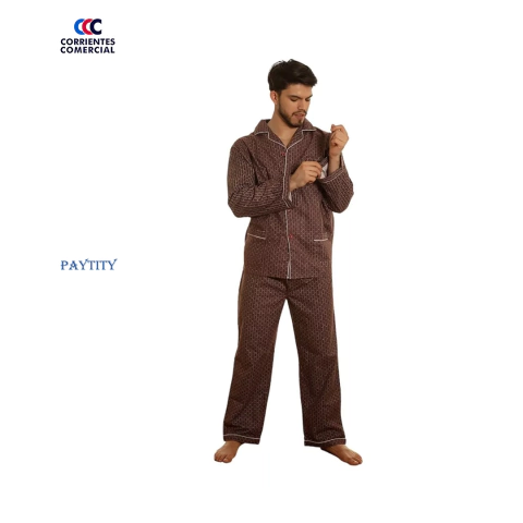PIJAMA HOMBRE FRANELA FRIZADO ABOTONADO " PAYTITY" MANGA LARGA ART 15