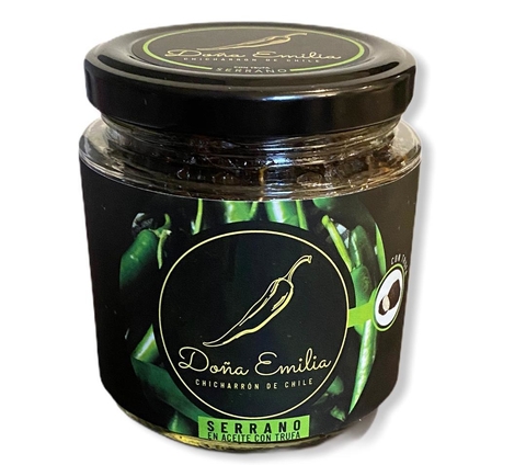 CHICHARRÓN DE CHILE SERRANO EN CEITE DE TRUFA  130g