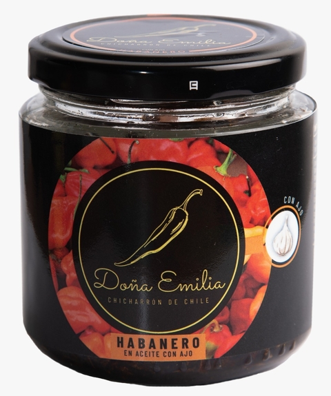 CHICHARRÓN DE CHILE HABANERO EN CEITE DE OLIVA CON AJO  130g