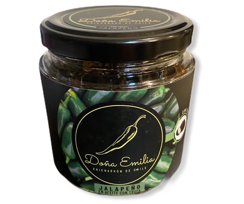 CHICHARRÓN DE CHILE JALAPEÑO EN CEITE DE TRUFA  130g