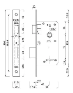 Cerradura Puerta Exterior Pasador Rectangular Kallay 4005 - comprar online