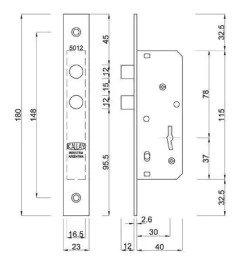 Cerrojo Puerta Exterior Angosta Doble Perno Kallay 5012 - comprar online