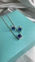 CONJUNTO COLAR + BRINCO AZUL QUADRADO