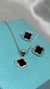 CONJUNTO COLAR + BRINCO VIVI TREVO PRETO