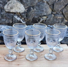 Set x 6 copas de vidrio Babilonia con borde dorado