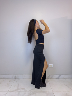 Cropped Francine Preto (com faixa) - loja online