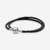 Pulsera Pandora Moments en cuero trenzado doble negro talle small