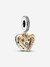 Charm colgante doble de corazones de estrella fugaz Plata de ley, baño de oro de 14k