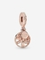 Charm colgante de árbol genealógico brillante chapado en oro rosa de 14k