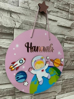 Porta Maternidade Astronauta rosa menina