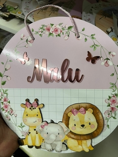 Guirlanda Porta Maternidade Trio rosa menina, nome em acrilico rose gold - comprar online