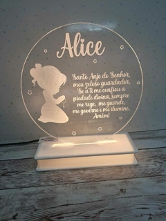 Luminaria Led Menina Orando - Oração do Santo Anjo. - comprar online