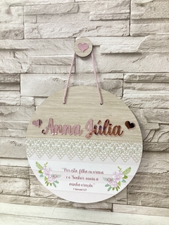 Porta Maternidade Floral - por essa filha eu orei e o Senhor ouviu minha oração.
