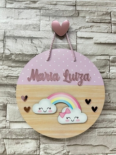Guirlanda Porta Maternidade Chuva de amor arco íris