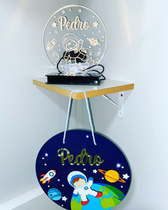 Kit astronauta Guirlanda Porta maternidade + Luminária