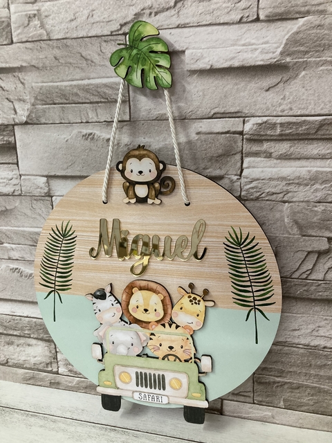 Guirlanda Porta Maternidade Safari Menino Jeep.