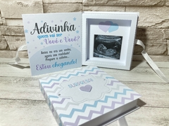 Caixa para anunciar a gravidez 12x13 Lilás e Azul - comprar online