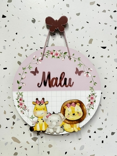 Guirlanda Porta Maternidade Trio rosa menina, nome em acrilico rose gold