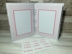 Álbum de Fotos mesversario com Inicial do nome (contém 12 adesivos de jan a dez) sem detalhes dos meses para anotações de desenvolvimento. - loja online