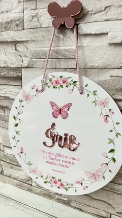 Guirlanda Porta Maternidade flores e borboletas