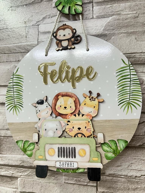 Guirlanda Porta Maternidade Safari Menino Nude Jeep fundo