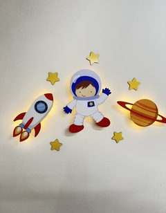 Astronauta, planeta Saturno e Foguete Com Led Decoração Quarto Do Bebê. na internet
