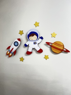 Astronauta, planeta Saturno e Foguete Com Led Decoração Quarto Do Bebê. - Sabiá Personalizados
