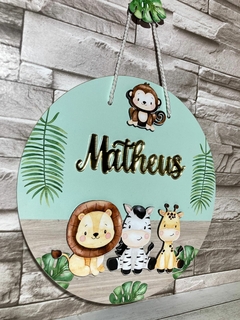 Porta Maternidade Placa Decorativa Safari Acrilico Dourado - comprar online