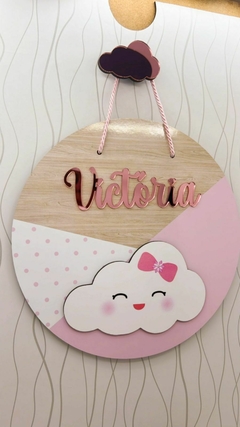 Porta Maternidade Nuvem chuva de amor rosa menina na internet