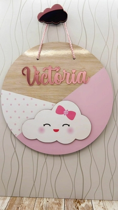 Porta Maternidade Nuvem chuva de amor rosa menina - comprar online