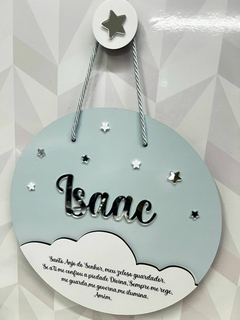 Porta Maternidade Céu estrelado com nuvem menino - Sabiá Personalizados