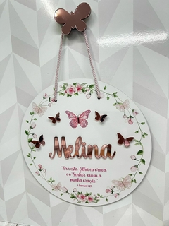 Porta Maternidade Jardim encantando Por esta filha eu orava com aplique borboletas - comprar online