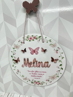 Porta Maternidade Jardim encantando Por esta filha eu orava com aplique borboletas na internet