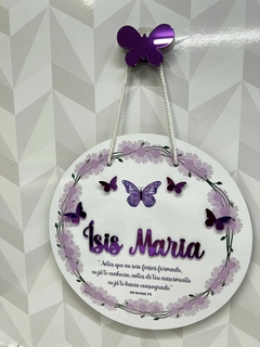 Porta Maternidade Borboleta jardim encantado lilás "antes que..." com aplique na internet