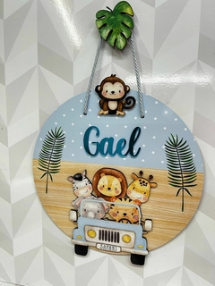 Porta Maternidade Safari jeep azul bichos da selva na internet